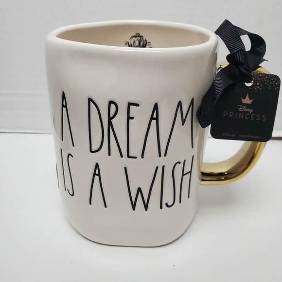 Rae Dunn Other - NWT Rae Dunn Disney Cinderella "A DREAM IS A WISH" Ceramic Mug With Gold Han…